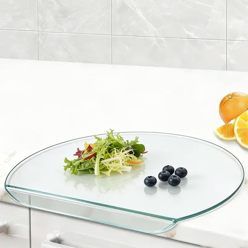 Glass Cutting Board with Anti-Slip Lip | Dishwasher Safe Kitchen Chopping Board (39x33cm)