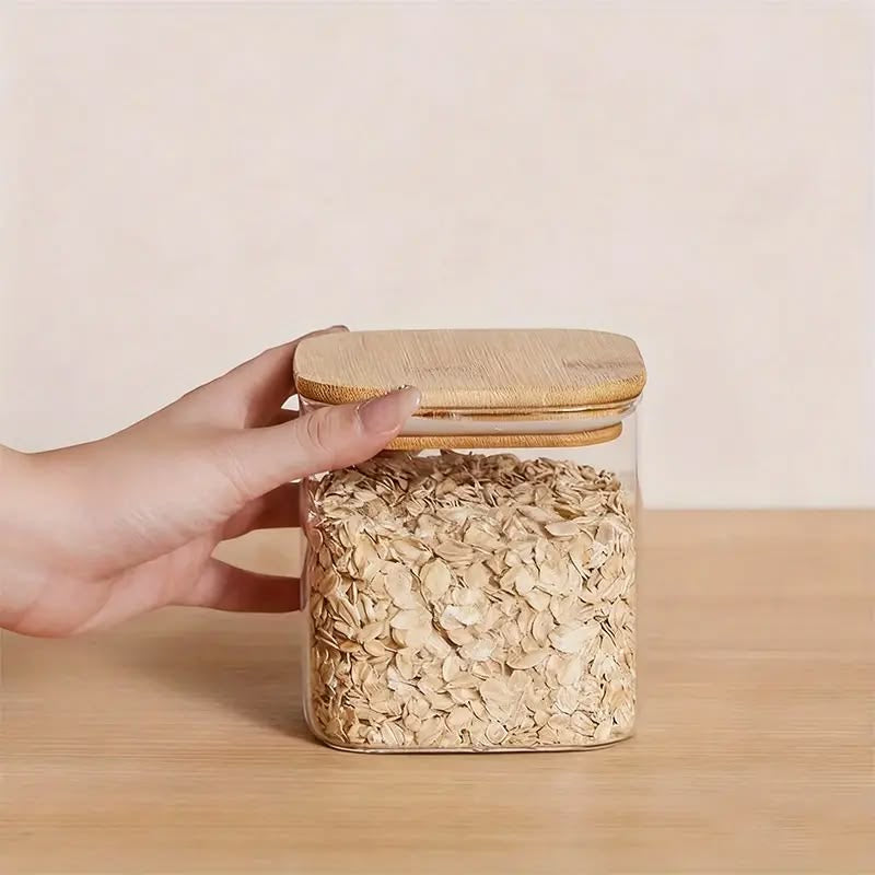 8-Piece Airtight Glass Storage Container Set with Lids | Stackable Kitchen Jars