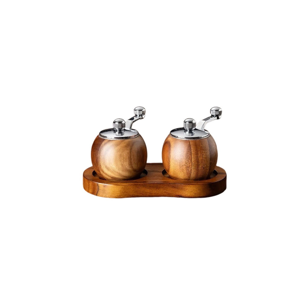 Wooden Manual Salt & Pepper Grinder Mill | Hand-Crank Spice Mill for Cooking & Braai
