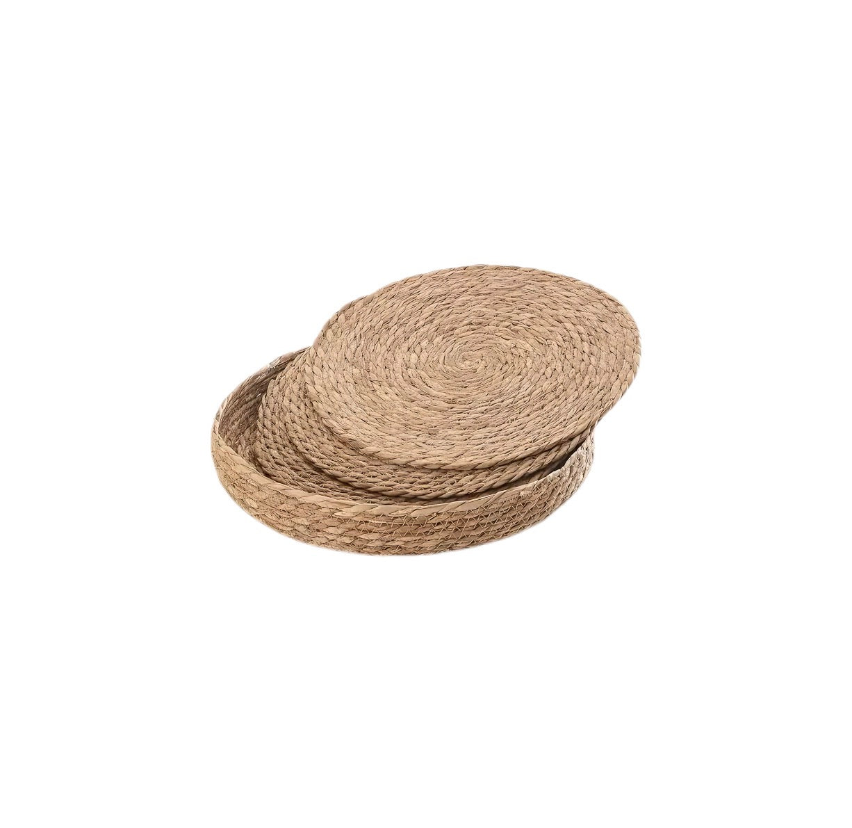 Woven Placemats Set of 10 | Round Rattan & Water Hyacinth Table Mats
