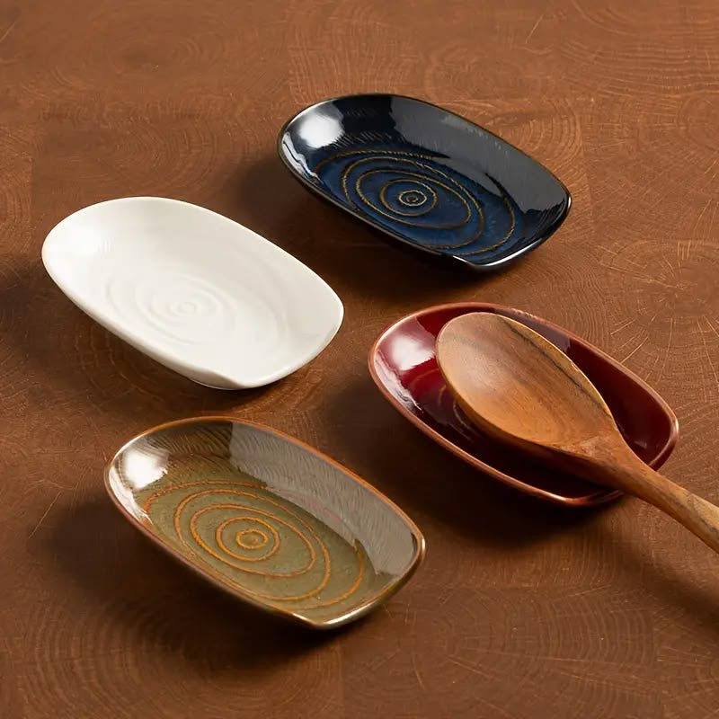 Ceramic Spoon Holder & Utensil Rest | Kitchen Spoon Tray for Cooking