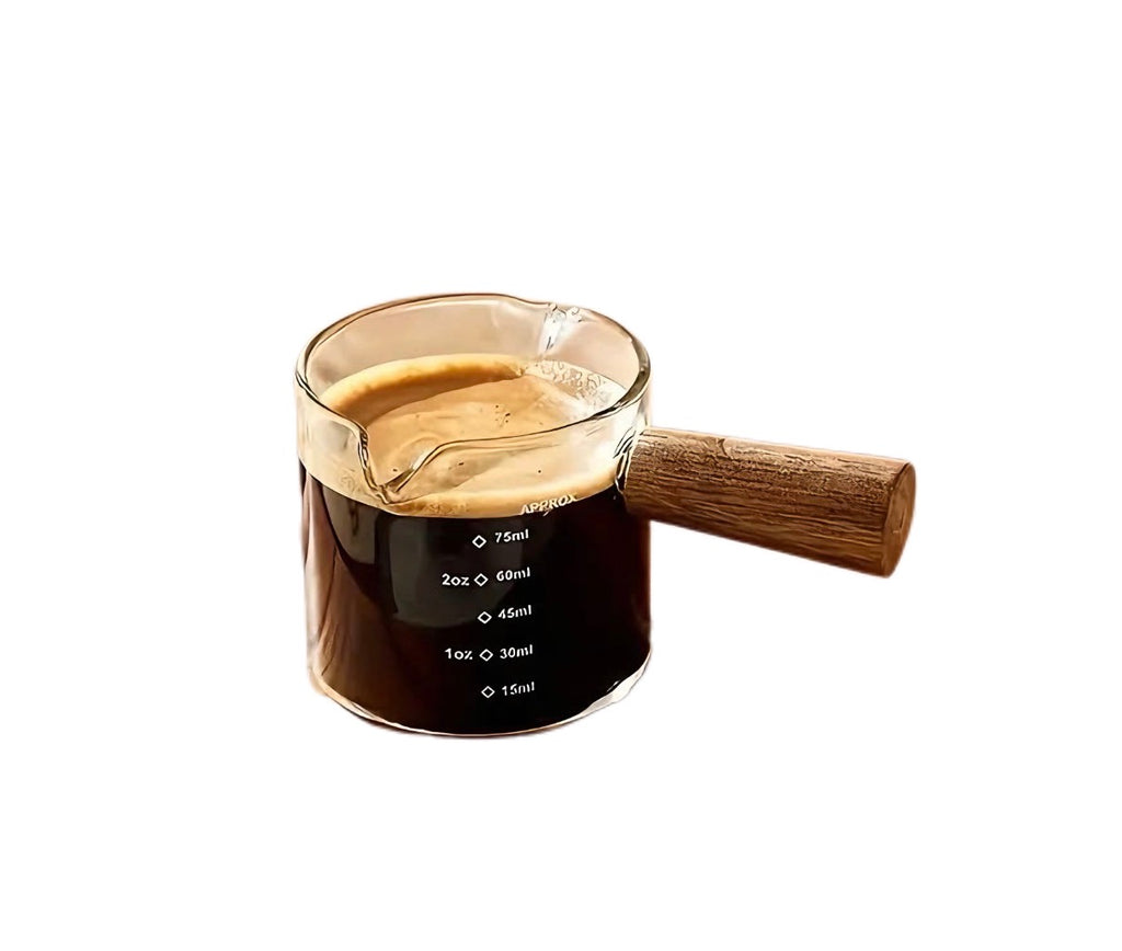 2PC Glass Cups With Wooden Handle