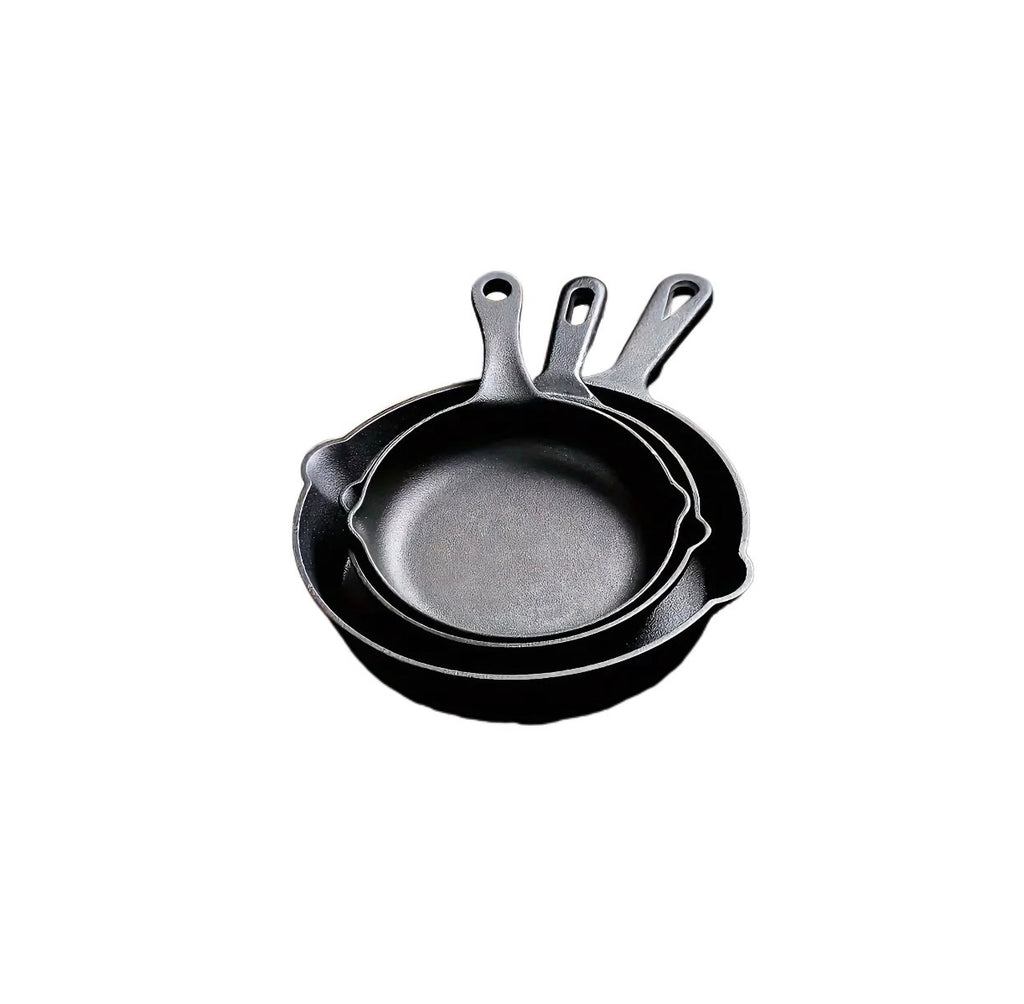4-Piece Cast Iron Pan Set | Pre-Seasoned Frying Pans for Stovetop, Oven & Braai