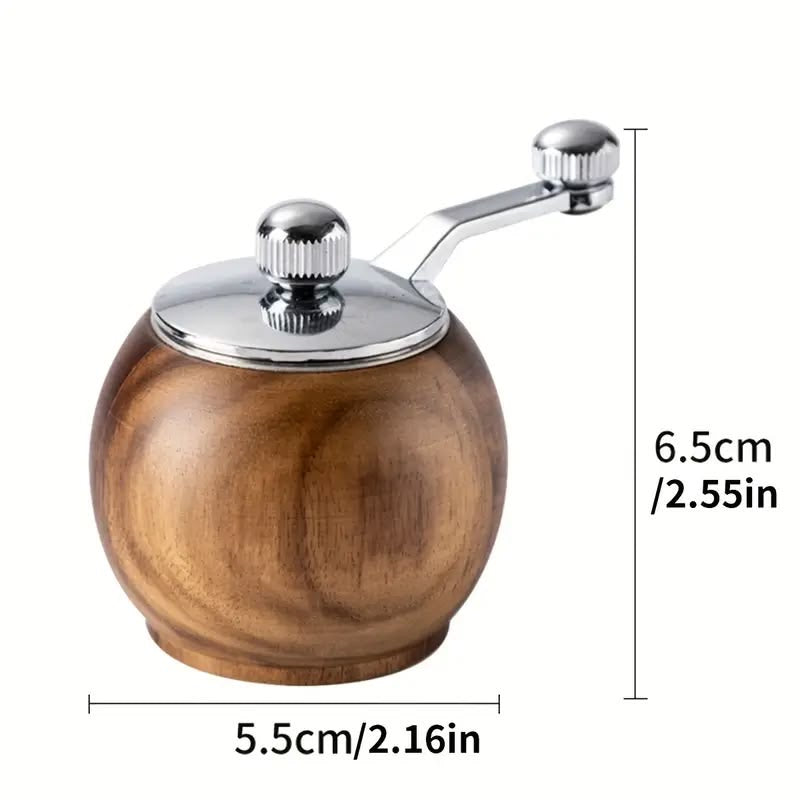 Wooden Manual Salt & Pepper Grinder Mill | Hand-Crank Spice Mill for Cooking & Braai