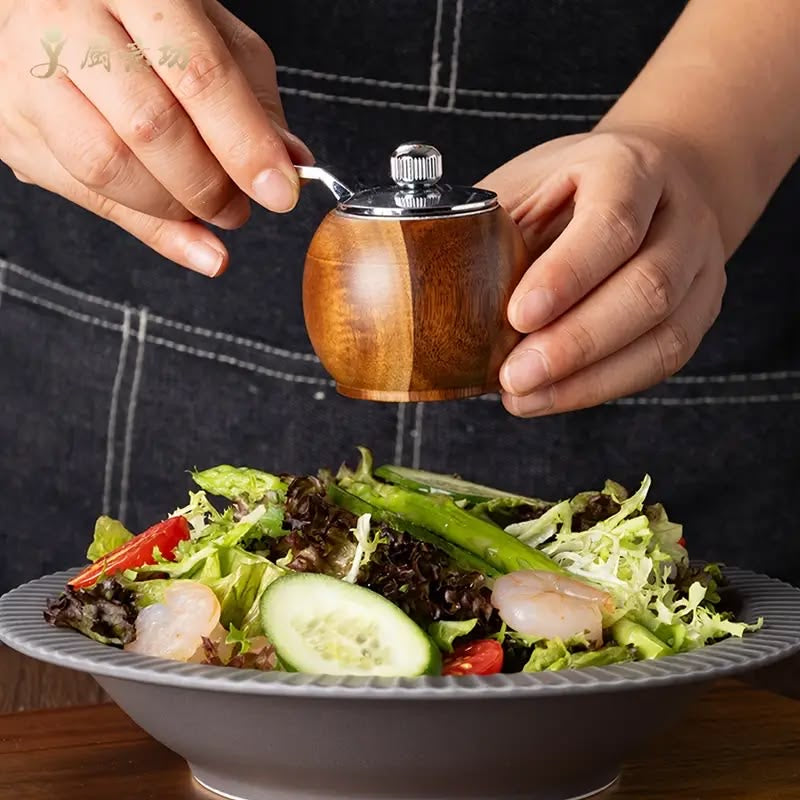 Wooden Manual Salt & Pepper Grinder Mill | Hand-Crank Spice Mill for Cooking & Braai