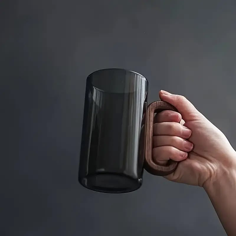Glass Mug With Wooden Handle
