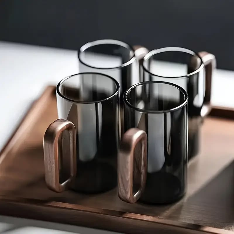 Glass Mug With Wooden Handle