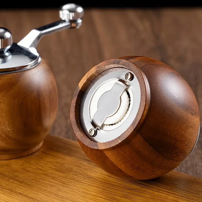 Wooden Manual Salt & Pepper Grinder Mill | Hand-Crank Spice Mill for Cooking & Braai