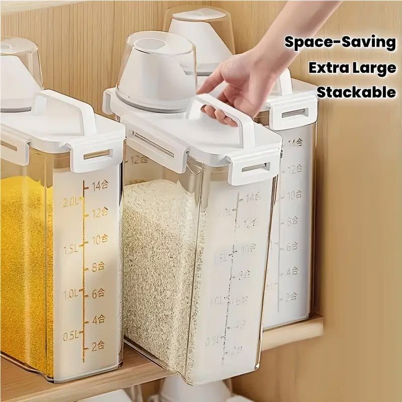 A Set of Plastic Food Storage Containers with Flip-top Lids